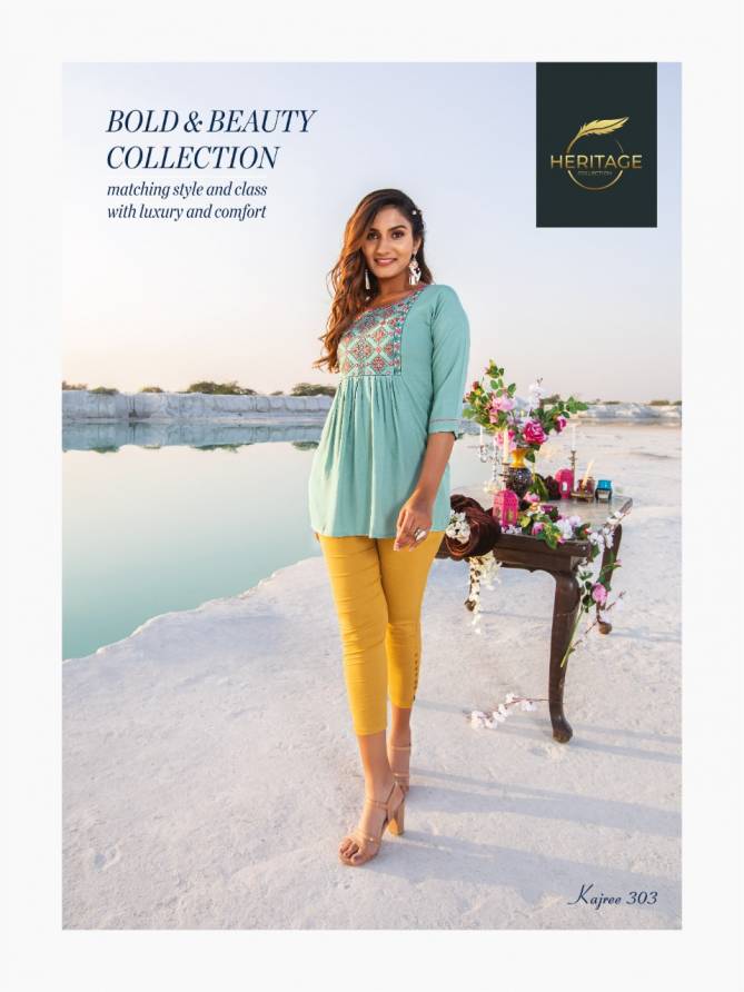 Heritage Kajree Vol 3 Stylish Fancy Wear Wholesale Ladies Top Catalog
